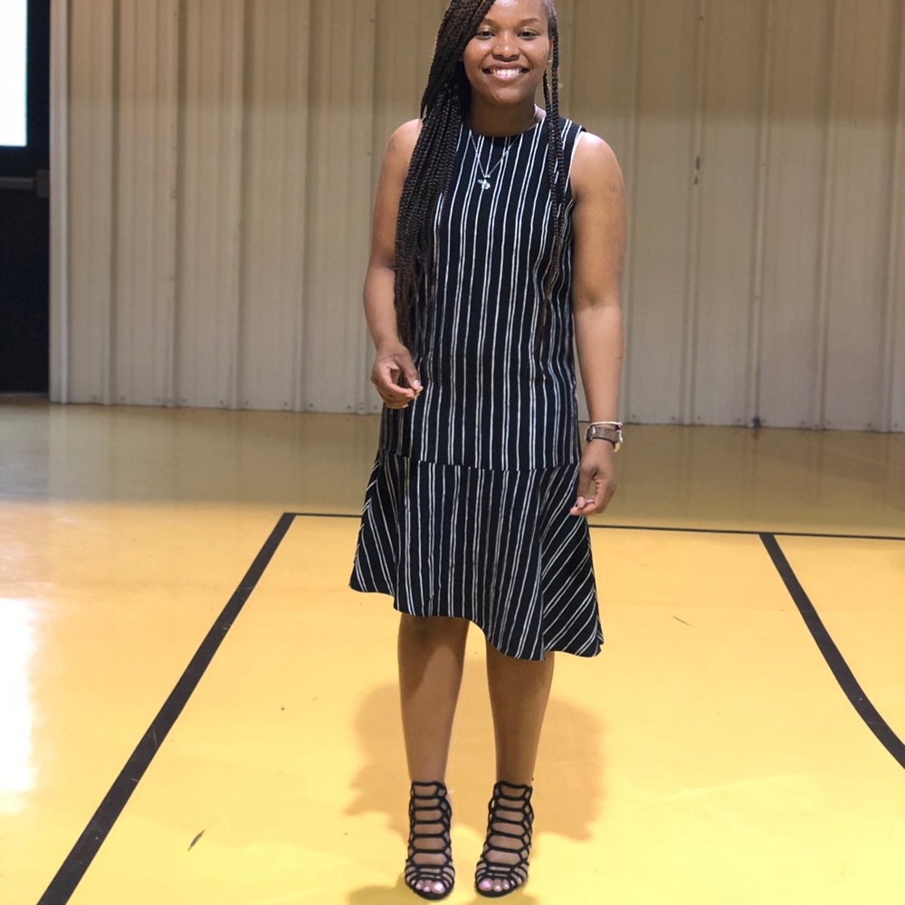striped shift dress.